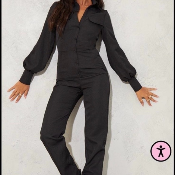 PrettyLittleThing Pants - Pretty Little Thing Black Button Up Jumpsuit, NWT, XS/0